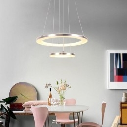 Nowoczesna lampa wisząca akrylowa 2 pierścienie lampa 40+20cm