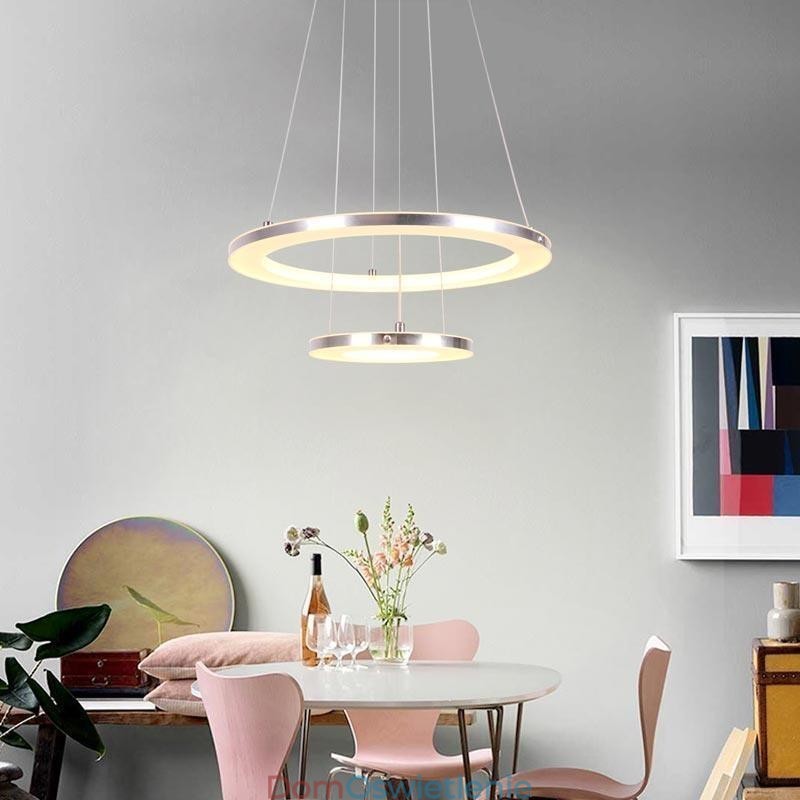 Nowoczesna lampa wisząca akrylowa 2 pierścienie lampa 40+20cm