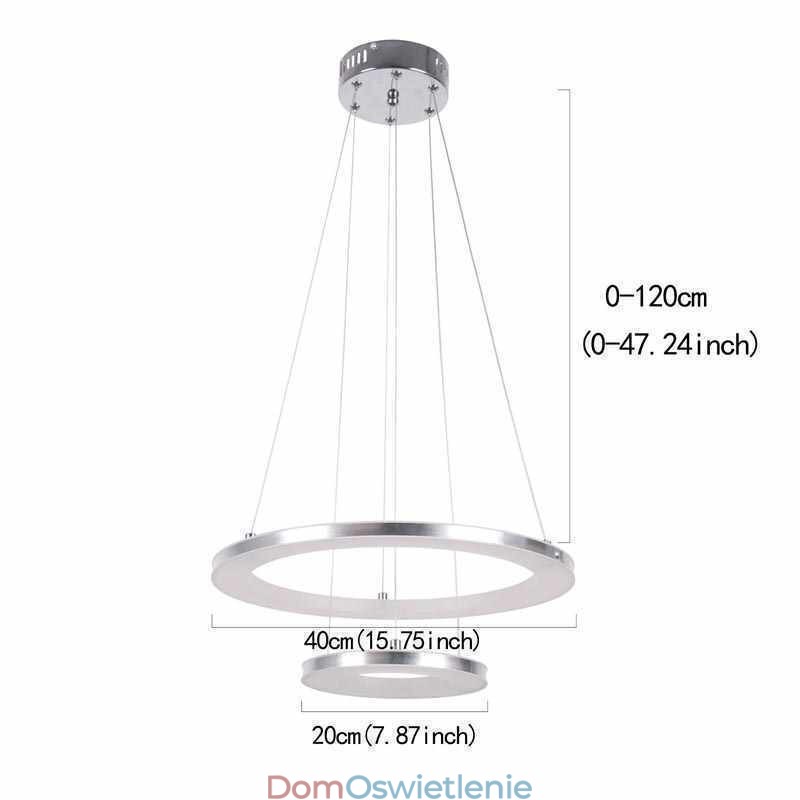 Nowoczesna lampa wisząca akrylowa 2 pierścienie lampa 40+20cm