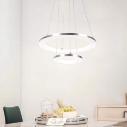 Nowoczesna lampa wisząca akrylowa 2 pierścienie lampa 40+20cm