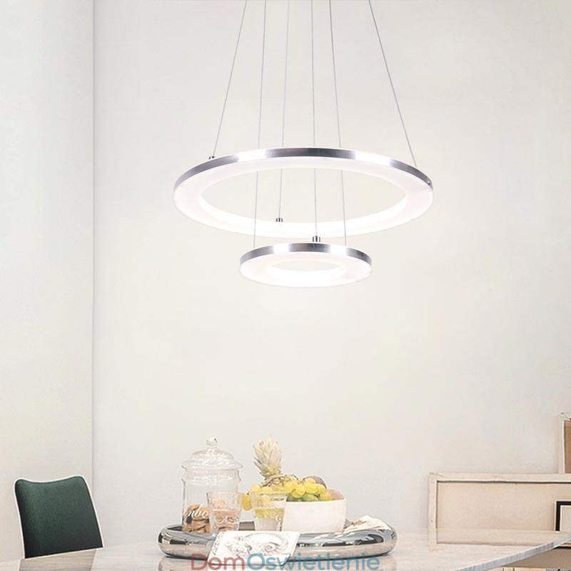 Nowoczesna lampa wisząca akrylowa 2 pierścienie lampa 40+20cm