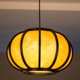 Kreatywna japońska lampa wisząca z bambusa Nowoczesna prosta lampa wisząca do herbaciarni, okrągła lampa