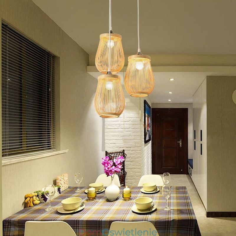 Lampa wisząca Hollow Cage Nowoczesne oświetlenie wiszące z bambusa