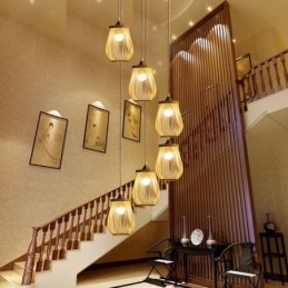 Lampa wisząca Hollow Cage Nowoczesne oświetlenie wiszące z bambusa