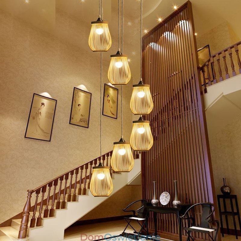 Lampa wisząca Hollow Cage Nowoczesne oświetlenie wiszące z bambusa