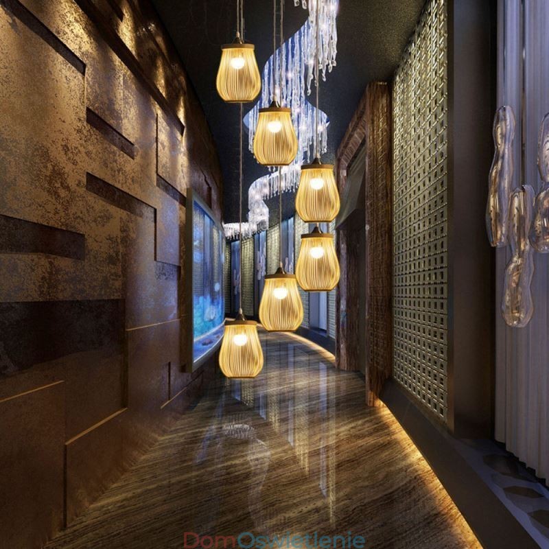 Lampa wisząca Hollow Cage Nowoczesne oświetlenie wiszące z bambusa