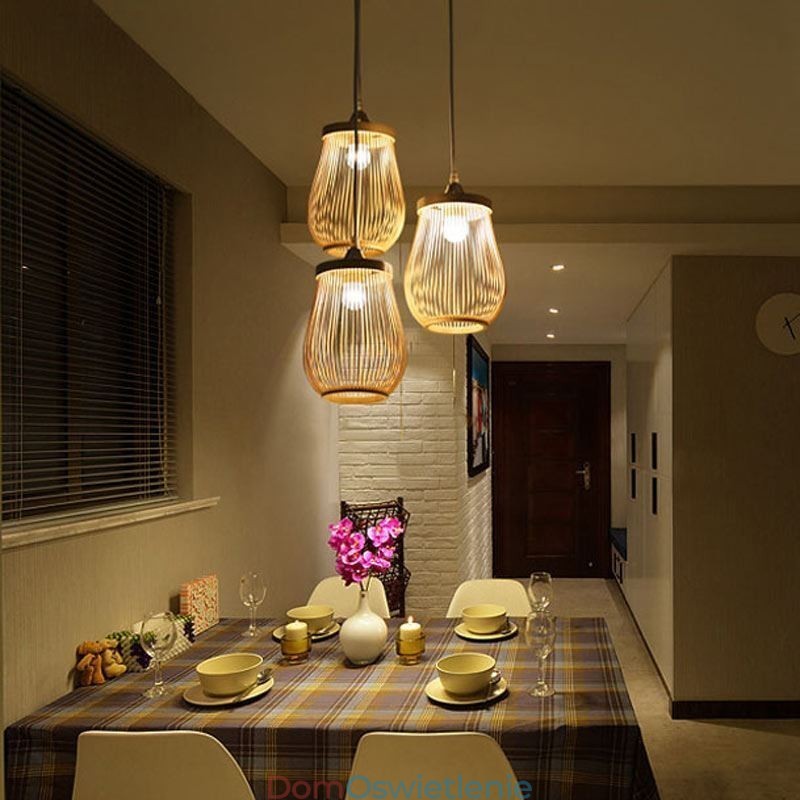 Lampa wisząca Hollow Cage Nowoczesne oświetlenie wiszące z bambusa