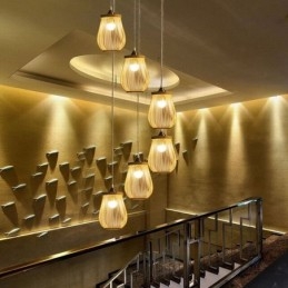 Lampa wisząca Hollow Cage Nowoczesne oświetlenie wiszące z bambusa