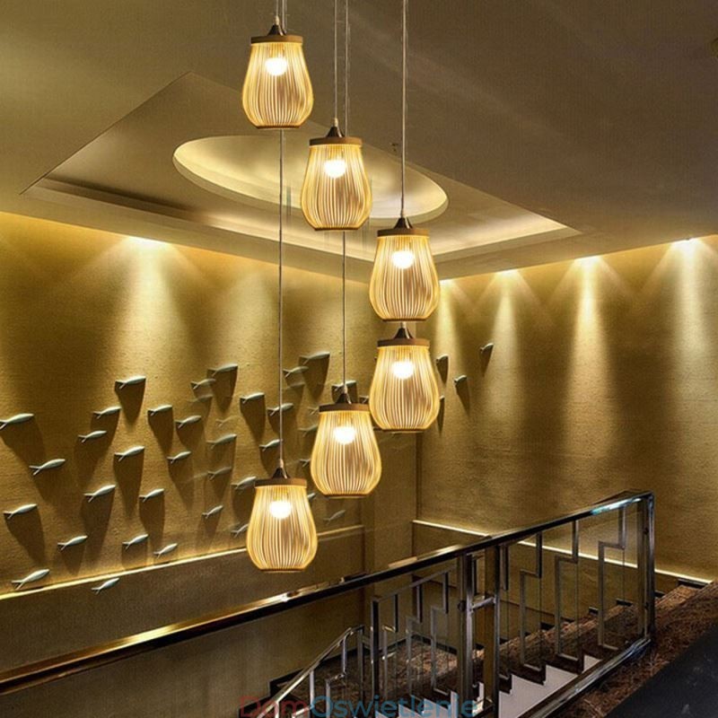 Lampa wisząca Hollow Cage Nowoczesne oświetlenie wiszące z bambusa