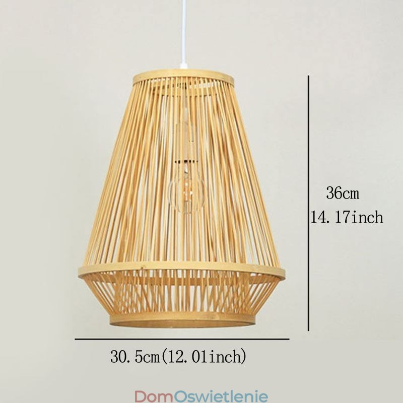 Lampa wisząca przy łóżku z plecionego bambusa