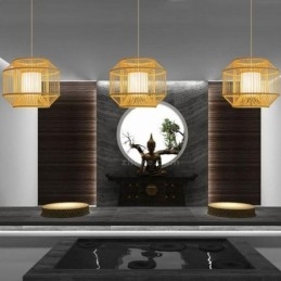 Latarnia Lampa wisząca z bambusa Kreatywna japońska lampa wisząca