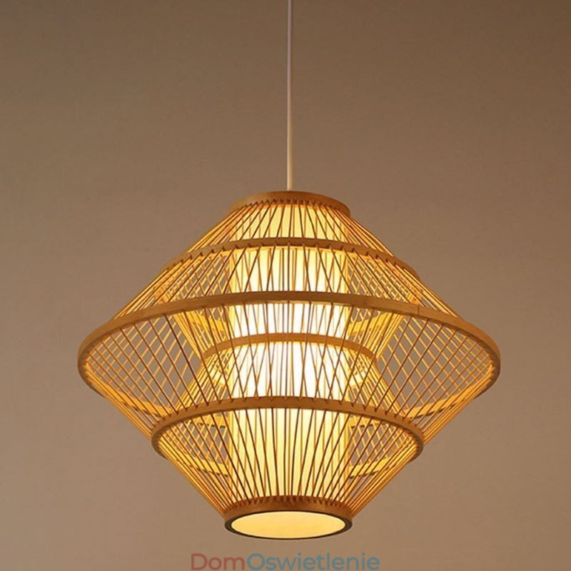 Żyroskopowa lampa wisząca z bambusa