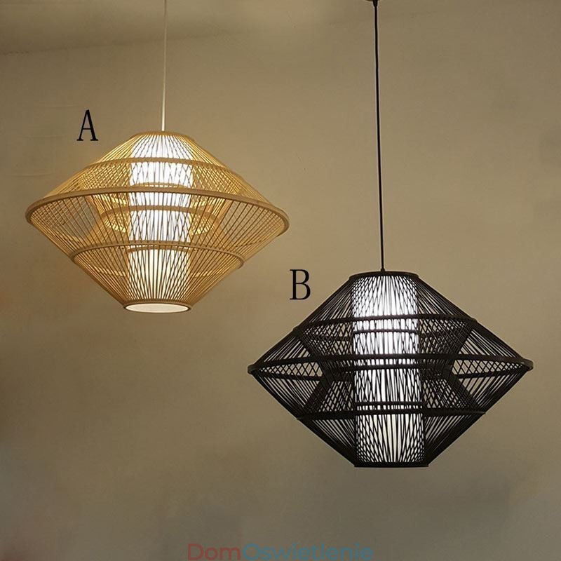 Żyroskopowa lampa wisząca z bambusa