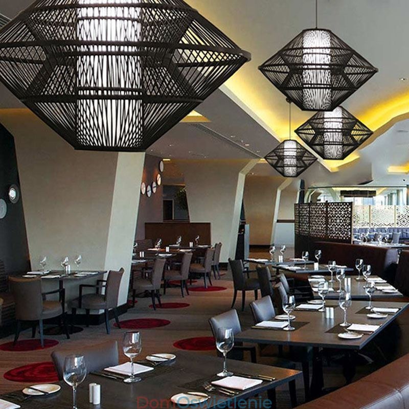 Żyroskopowa lampa wisząca z bambusa