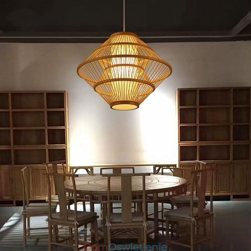 Żyroskopowa lampa wisząca z bambusa