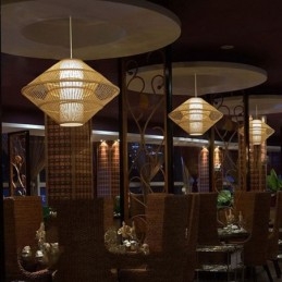 Żyroskopowa lampa wisząca z bambusa
