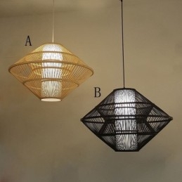 Żyroskopowa lampa wisząca z bambusa