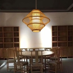 Żyroskopowa lampa wisząca z bambusa