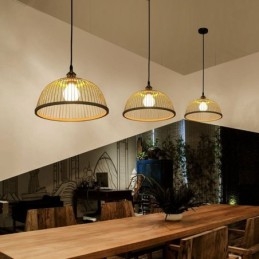 Nowoczesna prosta lampa wisząca skierowana w dół Specjalna lampa wisząca z bambusa Oświetlenie nocne