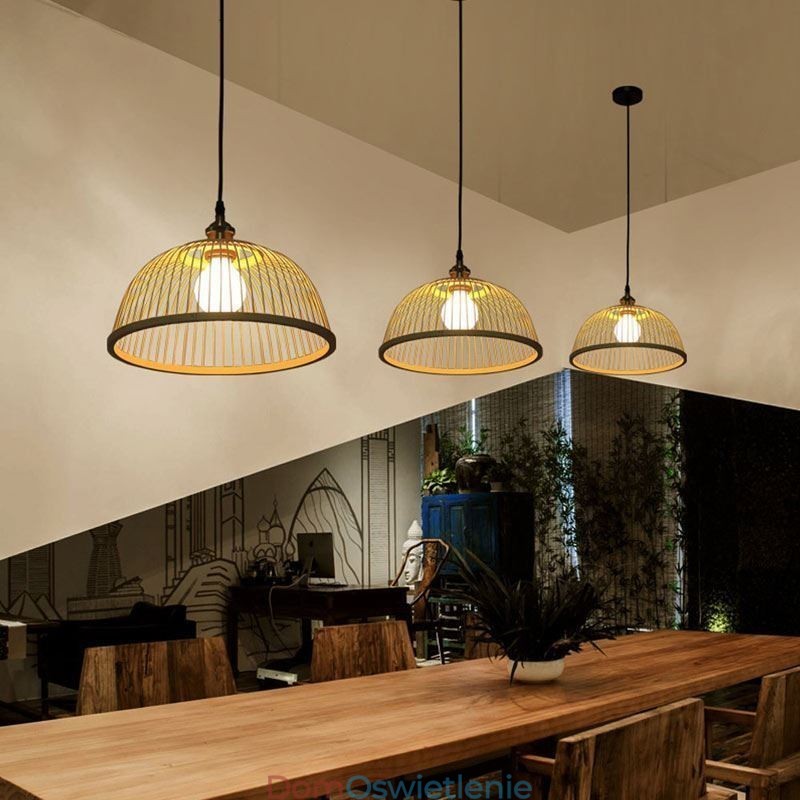 Nowoczesna prosta lampa wisząca skierowana w dół Specjalna lampa wisząca z bambusa Oświetlenie nocne