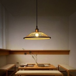 Wisząca lampa z bambusa Dome, ręcznie tkana lampa wisząca