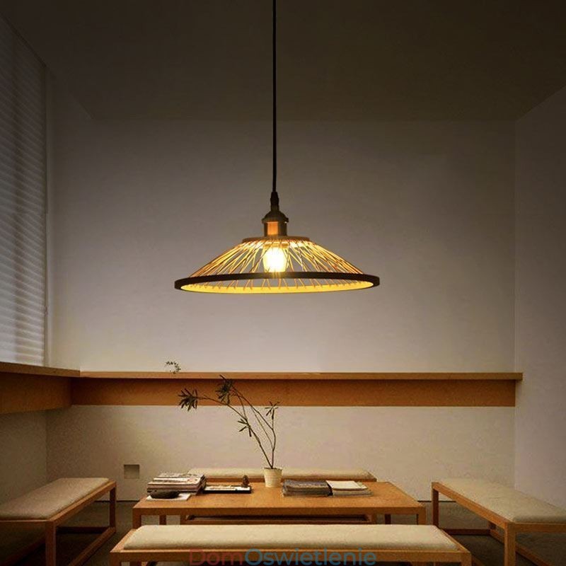 Wisząca lampa z bambusa Dome, ręcznie tkana lampa wisząca