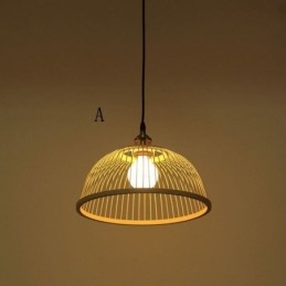 Wisząca lampa z bambusa Dome, ręcznie tkana lampa wisząca