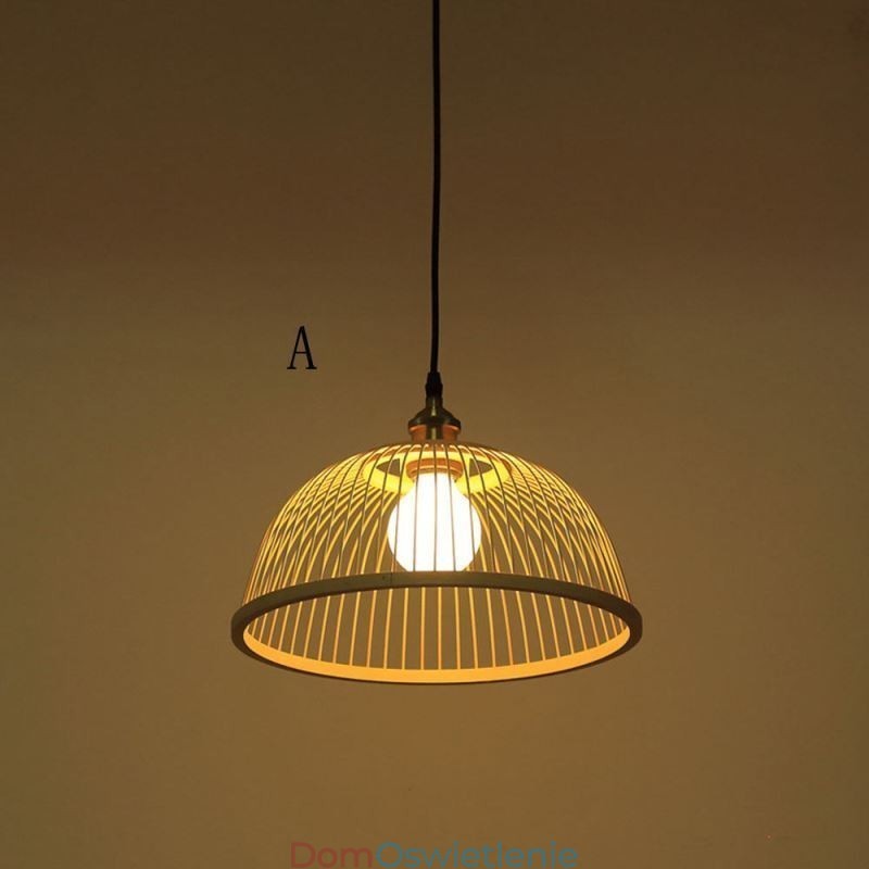 Wisząca lampa z bambusa Dome, ręcznie tkana lampa wisząca