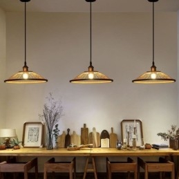 Wisząca lampa z bambusa Dome, ręcznie tkana lampa wisząca