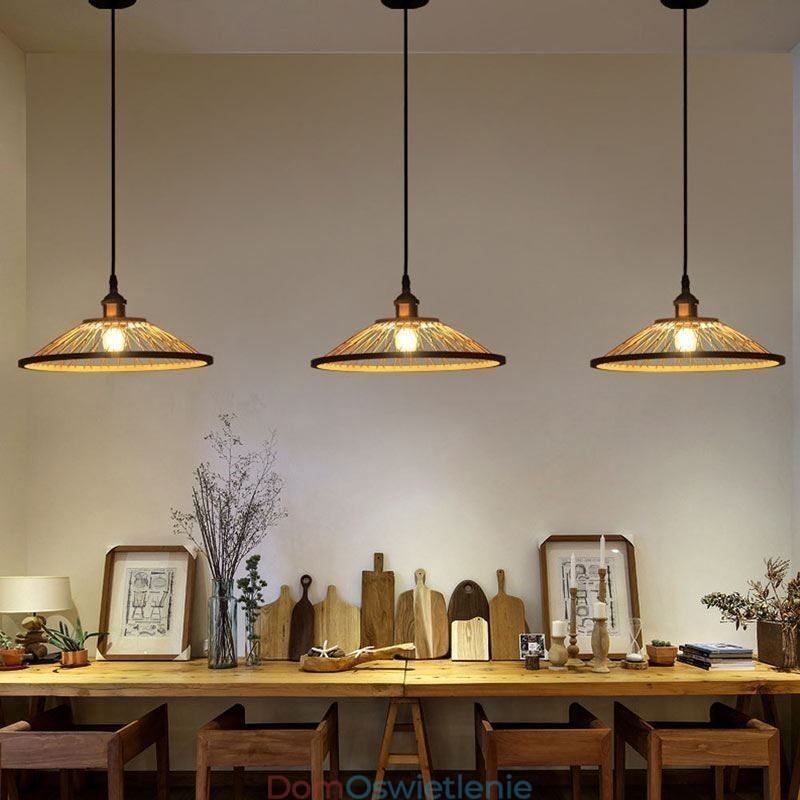 Wisząca lampa z bambusa Dome, ręcznie tkana lampa wisząca