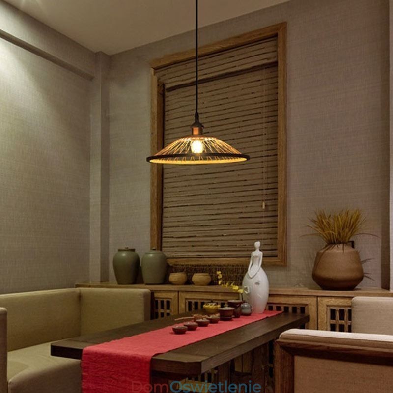 Wisząca lampa z bambusa Dome, ręcznie tkana lampa wisząca
