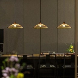 Wisząca lampa z bambusa Dome, ręcznie tkana lampa wisząca