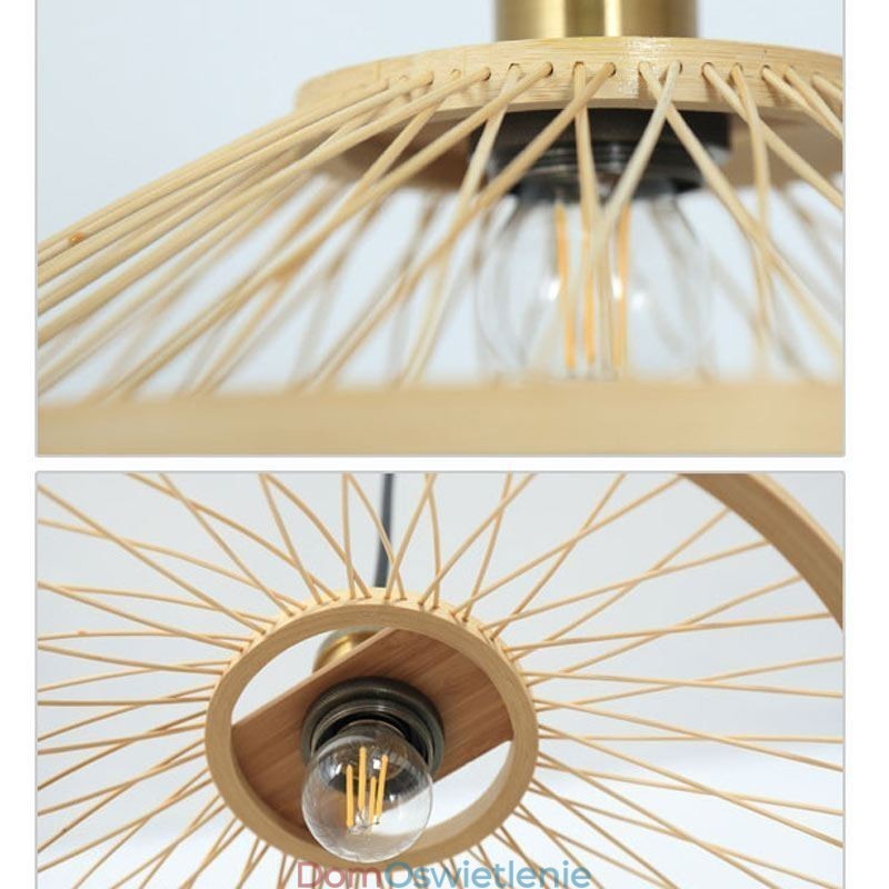 Wisząca lampa z bambusa Dome, ręcznie tkana lampa wisząca