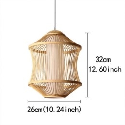 Wisząca lampa w kształcie klatki z bambusa Visual Comfort