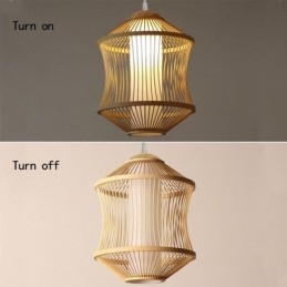 Wisząca lampa w kształcie klatki z bambusa Visual Comfort