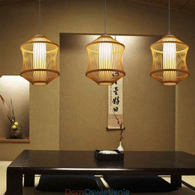 Wisząca lampa w kształcie klatki z bambusa Visual Comfort