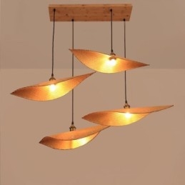 Kreatywna lampa wisząca z liści Współczesna lampa wisząca z bambusa Oświetlenie herbaciarni