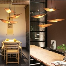 Kreatywna lampa wisząca z liści Współczesna lampa wisząca z bambusa Oświetlenie herbaciarni