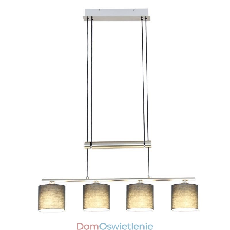 Nowoczesna lampa wisząca z 4 światłami i kloszem z tkaniny, regulowana wysokość