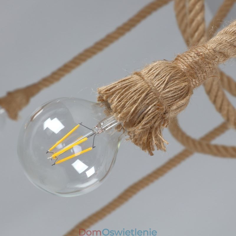 Styl retro 6 10 głów lampa wisząca z konopnej liny żyrandol vintage lampa sufitowa