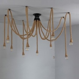 Styl retro 6 10 głów lampa wisząca z konopnej liny żyrandol vintage lampa sufitowa