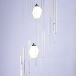 Wisząca lampa klastrowa, nowoczesny duży wiszący kryształowy żyrandol, schody dwupoziomowe
