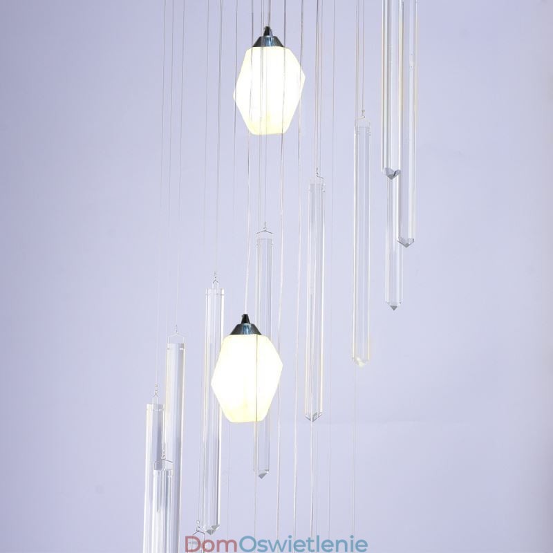 Wisząca lampa klastrowa, nowoczesny duży wiszący kryształowy żyrandol, schody dwupoziomowe