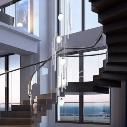 Wisząca lampa klastrowa, nowoczesny duży wiszący kryształowy żyrandol, schody dwupoziomowe