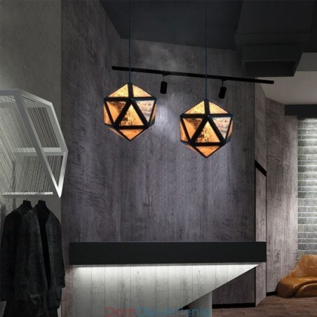 Geometryczna lampa wisząca w kształcie diamentu, 3D, półprzezroczysta konstrukcja Geometryczna lampa wisząca w kształcie diamentu, 3D, półprzezroczysta konstrukcja