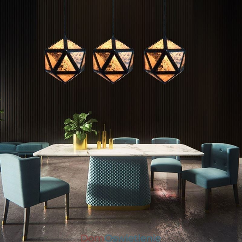 Geometryczna lampa wisząca w kształcie diamentu, 3D, półprzezroczysta konstrukcja