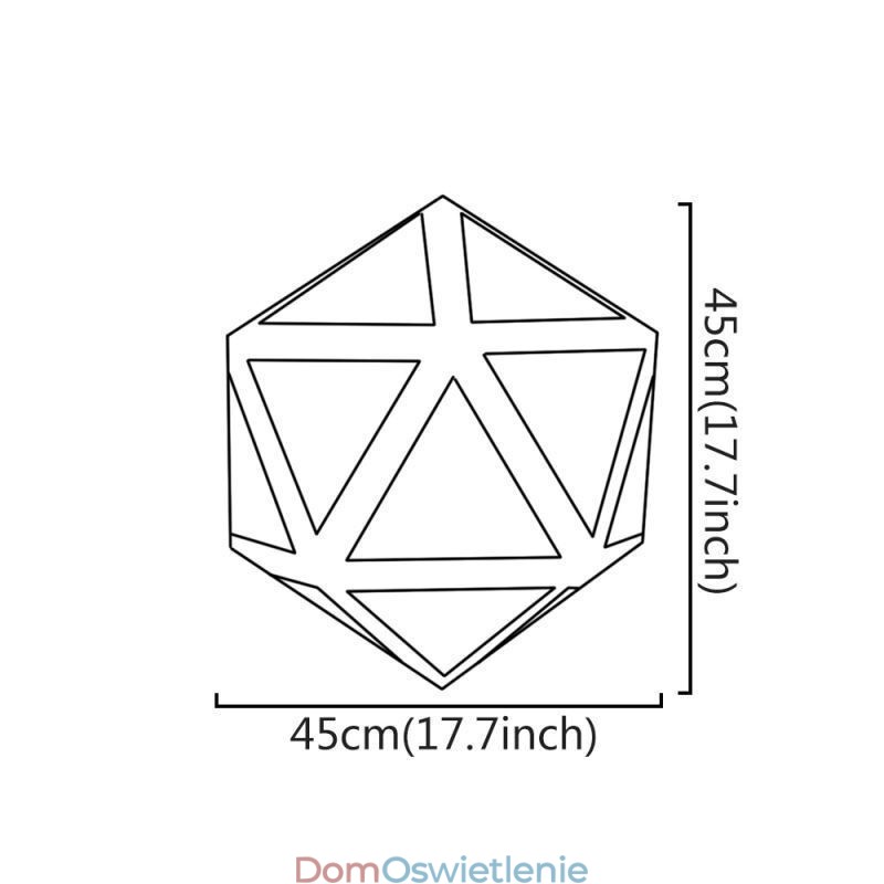 Geometryczna lampa wisząca w kształcie diamentu, 3D, półprzezroczysta konstrukcja