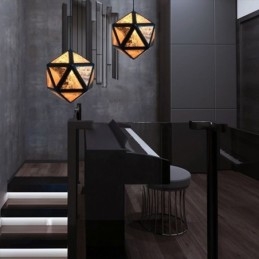Geometryczna lampa wisząca w kształcie diamentu, 3D, półprzezroczysta konstrukcja