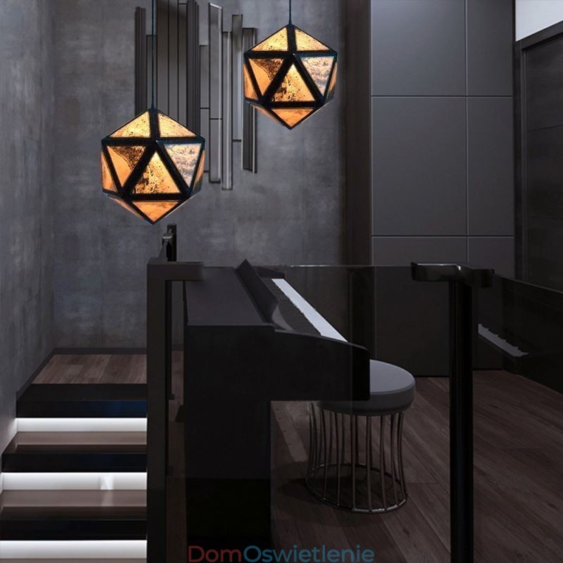 Geometryczna lampa wisząca w kształcie diamentu, 3D, półprzezroczysta konstrukcja