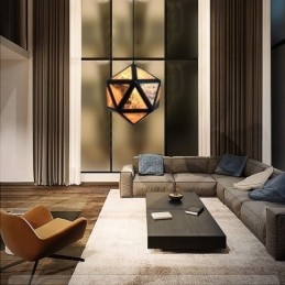 Geometryczna lampa wisząca w kształcie diamentu, 3D, półprzezroczysta konstrukcja